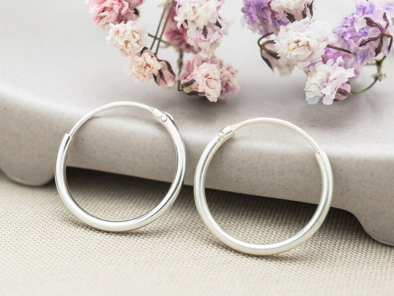 Sterling Silver Hoop Earrings Thin Silver Hoop 925 Sterling Etsy