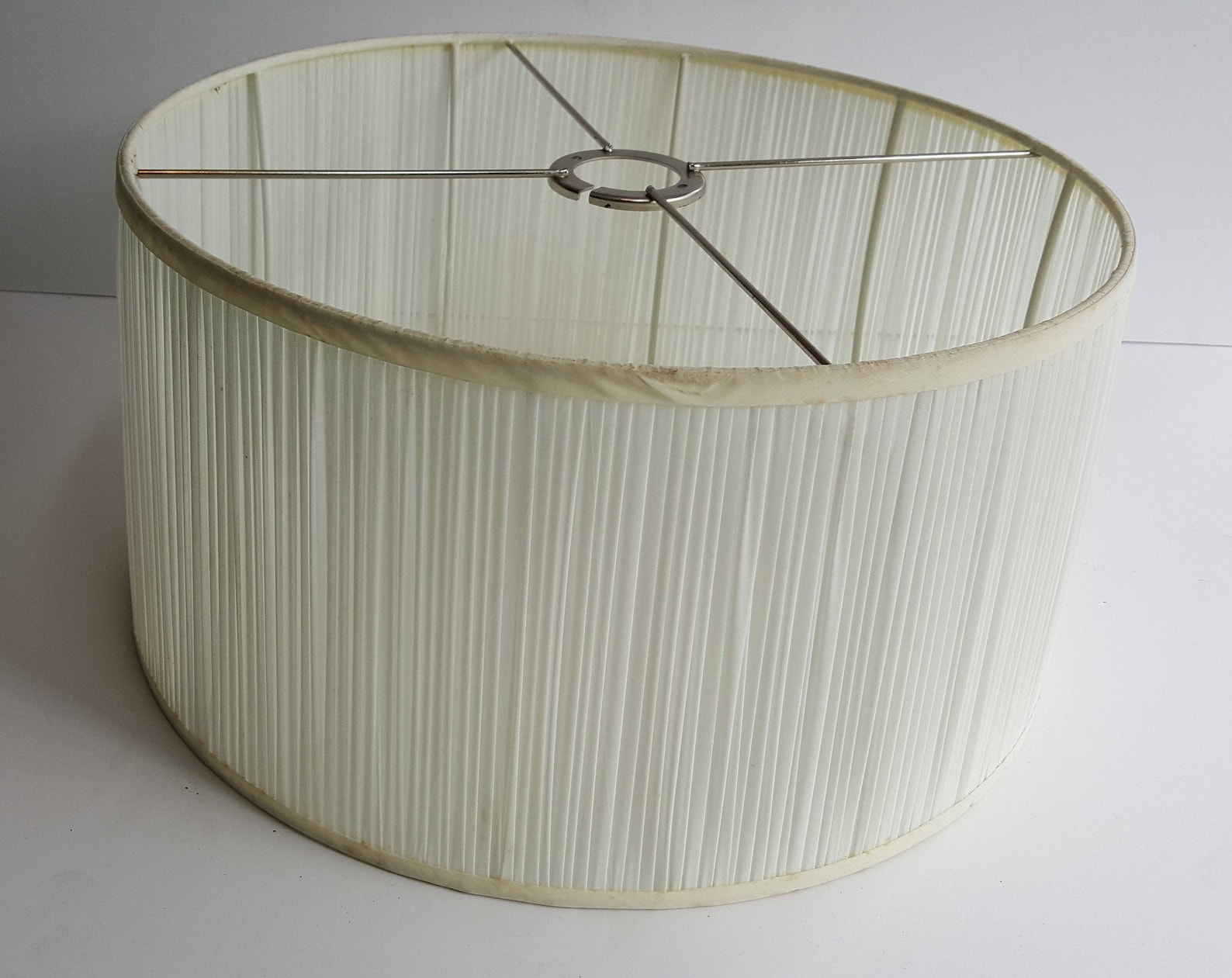 Large Vintage White Pleated Drum Lamp Shade Etsy