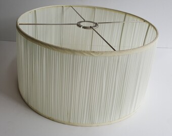 Large vintage white pleated drum lamp shade