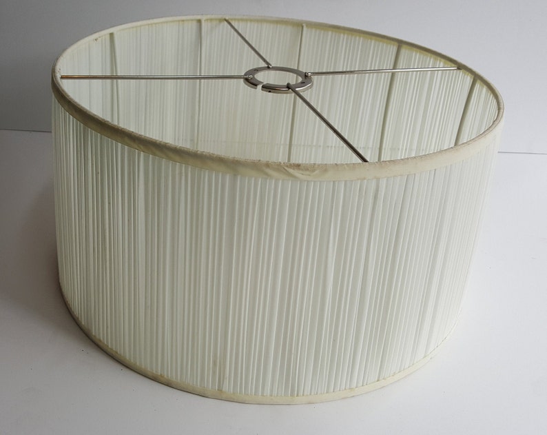 Large Vintage White Pleated Drum Lamp Shade Etsy