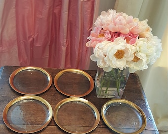 8 Annie glass desert plates : Roman antique gold.