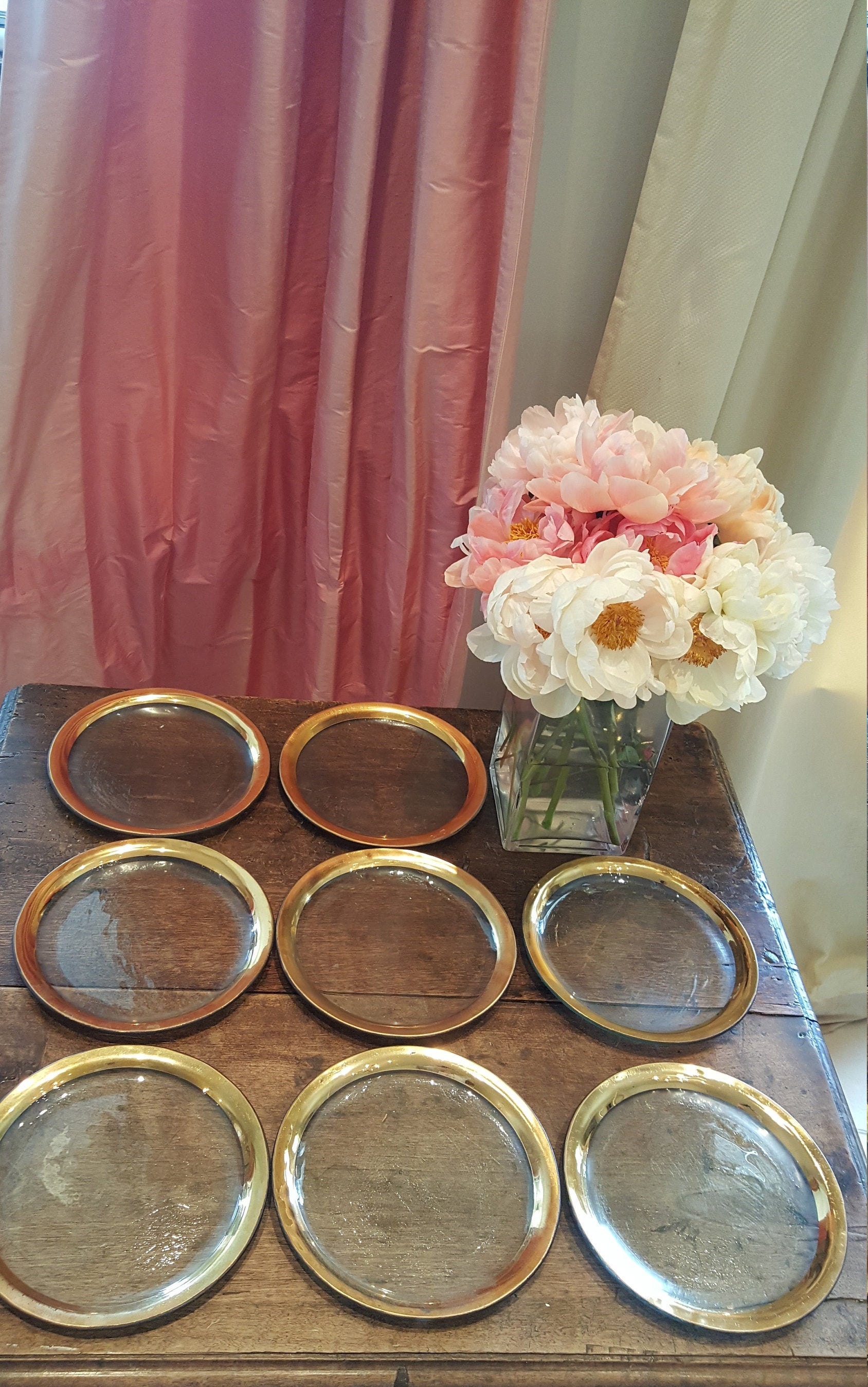 8 Annie glass desert plates Roman antique gold. Etsy