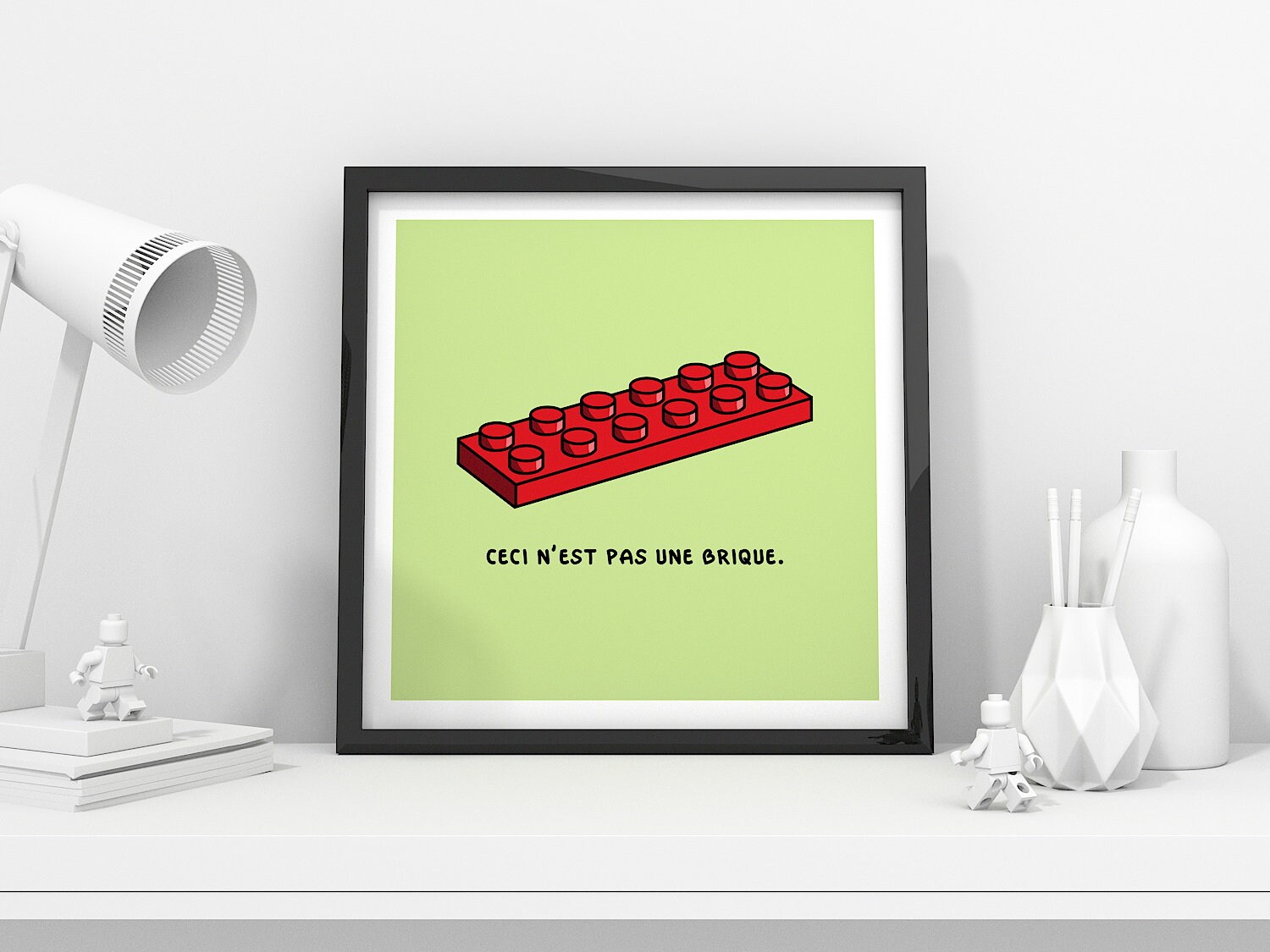 Pop Art - Poster Dessin Tableau Illustration Affiche Contemporain Fan Bricks Magritte