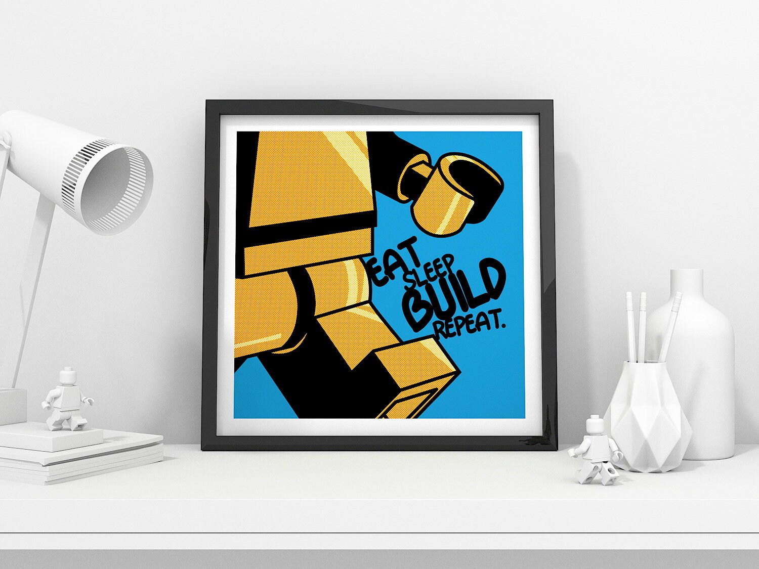 Pop Art - Afol Poster Dessin Tableau Illustration Affiche Contemporain Fan Bricks