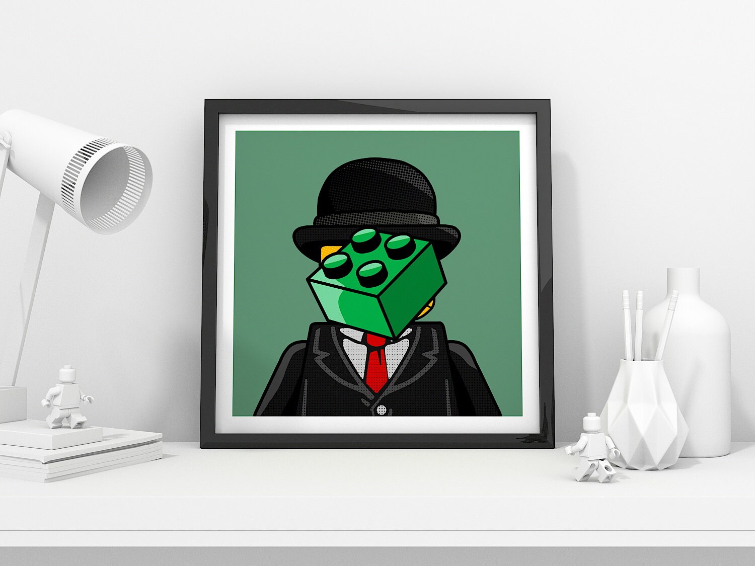 Pop Art - Poster Dessin Tableau Illustration Affiche Contemporain Fan Bricks Magritte