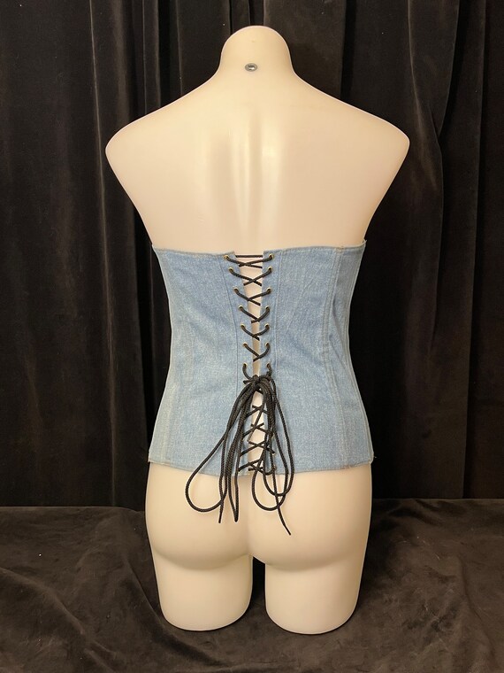 Vintage 90s stretch denim corset-34 - image 3