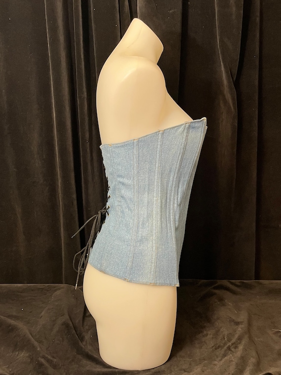 Vintage 90s stretch denim corset-34 - image 2