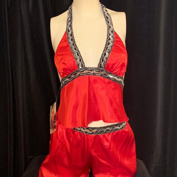 Vintage Y2K - red and sequin halter and pants - XL