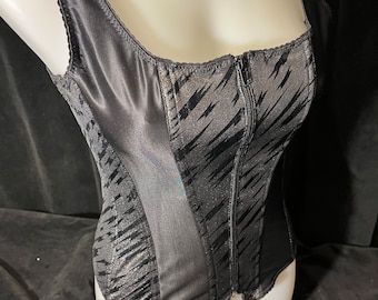 Vintage 90s black shimmer corset top- 36