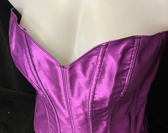 Purple satin overbust corset-36