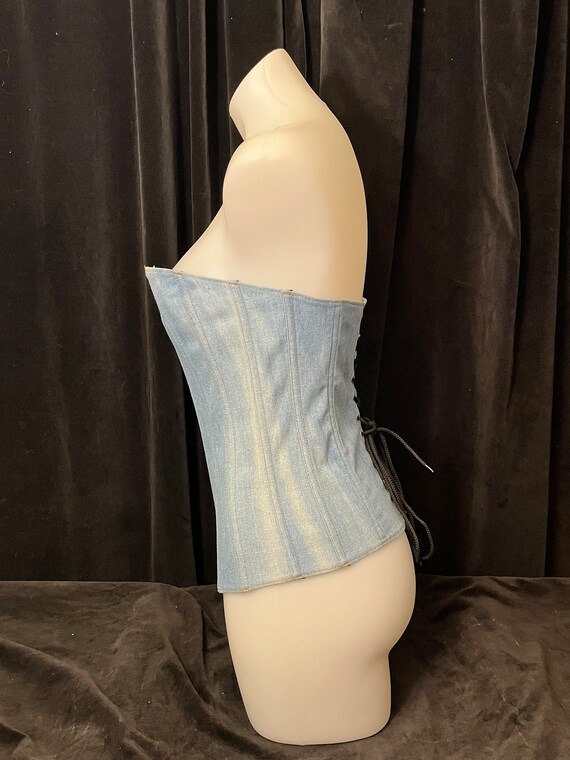 Vintage 90s stretch denim corset-34 - image 4