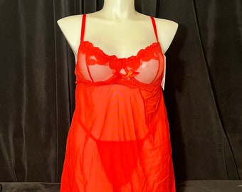 Red lace babydoll 2X