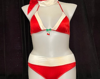 Vintage 80s Christmas bikini-  Large