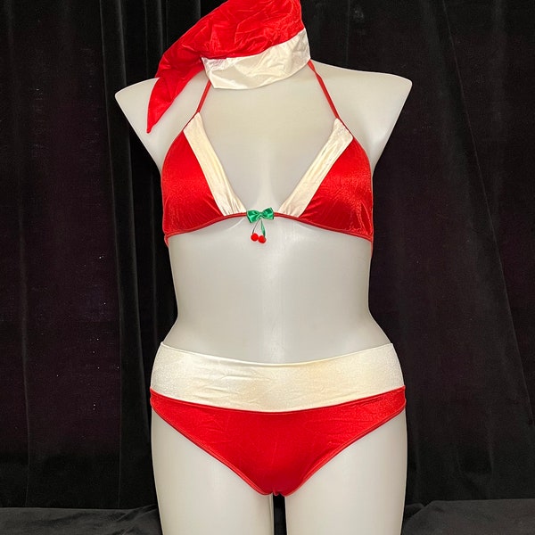 Vintage 80s Christmas bikini-  Large