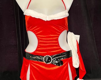 Vintage 90s Christmas one piece cutout costume- XL