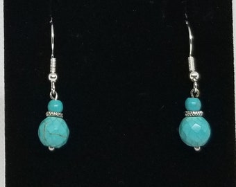 Turquoise earrings, beautiful turquoise and silver earrings, with free gift wrapping + free shipping