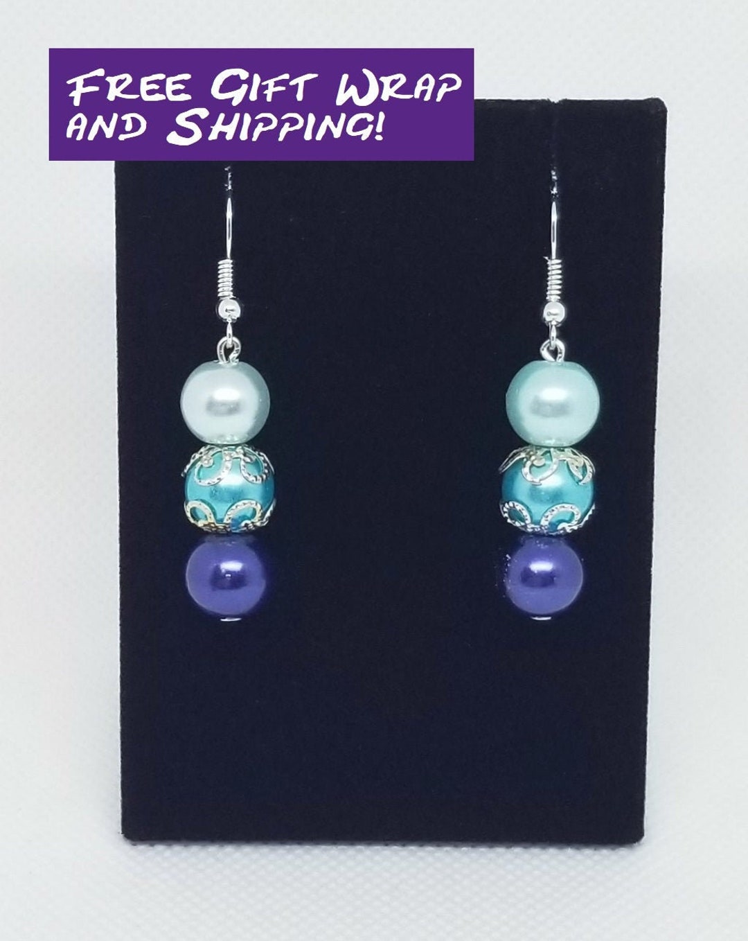 Blue Dangle Earrings, Dangle Earrings, Linear Earrings, Glass Earrings