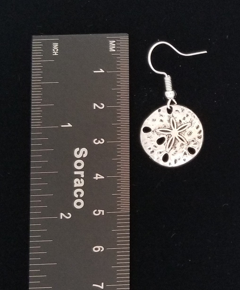 Silver Sand Dollar Earrings Silver Drop Earrings Silver - Etsy