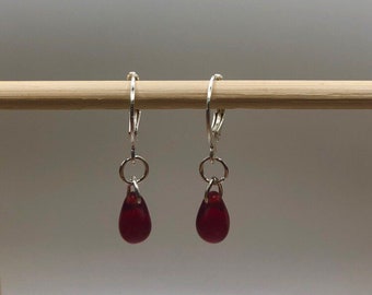 Blood Drop Beaded Earrings | | In Ear and Clip Ons Available, Different Metals Available | Halloween, Vampire, Goth, Horror Jewellery