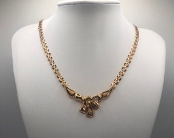 Unique Gold Tone Chain with Ribbon Pendant