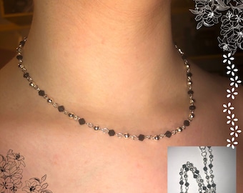 Black Fairy Necklace  | Beaded Chain, Goth, Grunge, Alternative, Fairycore, Cottagecore Jewellery