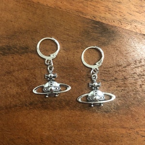 Royal Orb Charm Hoop Earrings | In Ear and Clip Ons Available | Fashion, Punk, Grunge, Stylish, Runway, Space, Astrology, Designer Jewellery