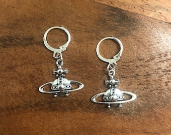 Royal Orb Charm Hoop Earrings | In Ear and Clip Ons Available | Fashion, Punk, Grunge, Stylish, Runway, Space, Astrology, Designer Jewellery
