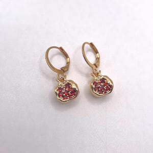 Pomegranate Charm Earrings | In Ear and Clip Ons Available | Greek Mythology, Fruit, Fall, Autumn, Witch, Fairy, Persephone Jewellery