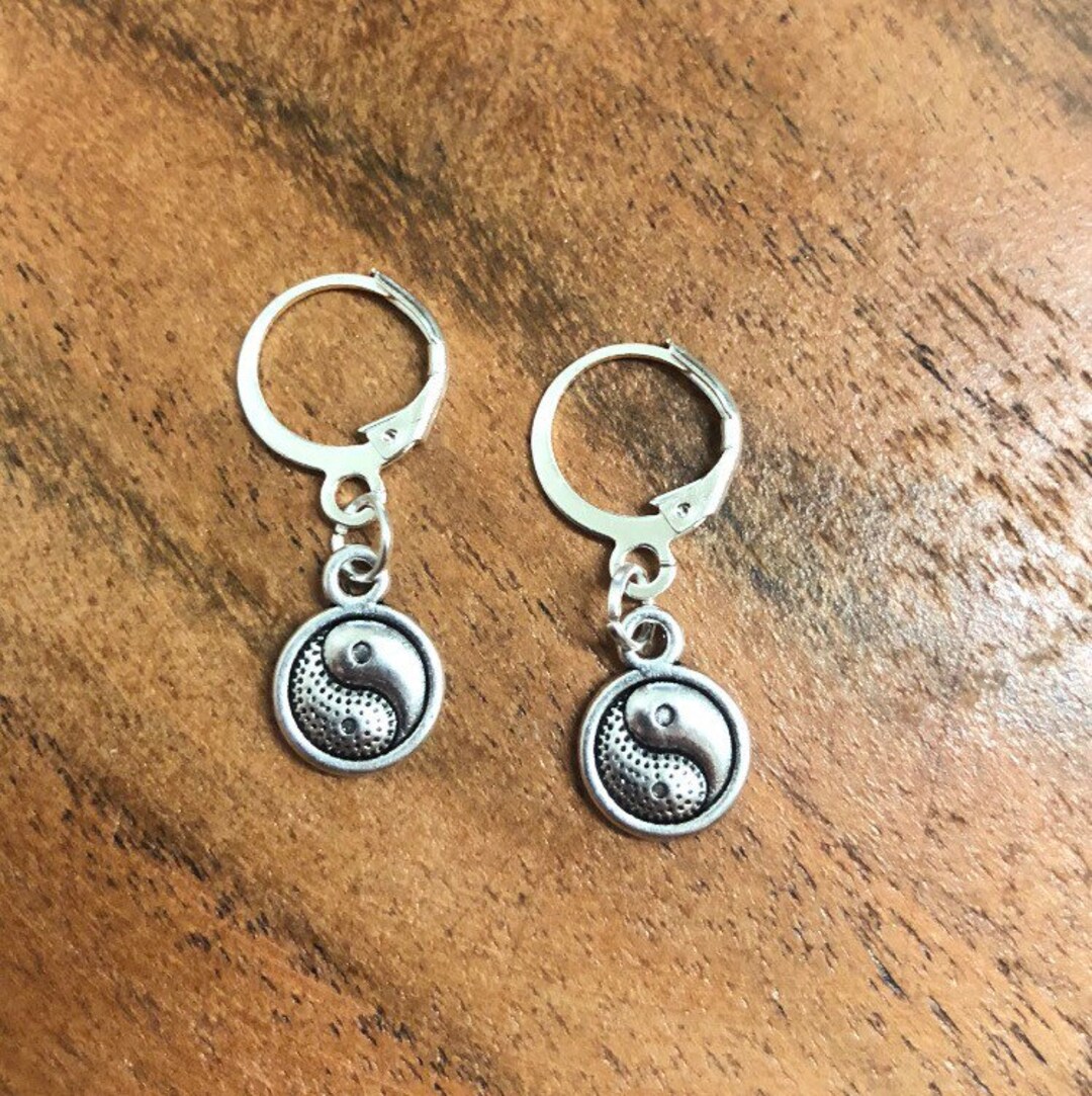 Angel And Devil Hook Earrings - Vintage Gold Statement Jewelry, Yin...