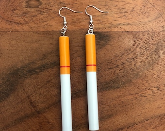 Cigarette Earrings | In Ear and Clip Ons Available | Goth, Punk, Unique, Edgy, Alternative, Statement Jewellery