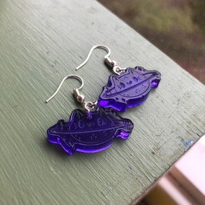Purple Cat Planet Earrings