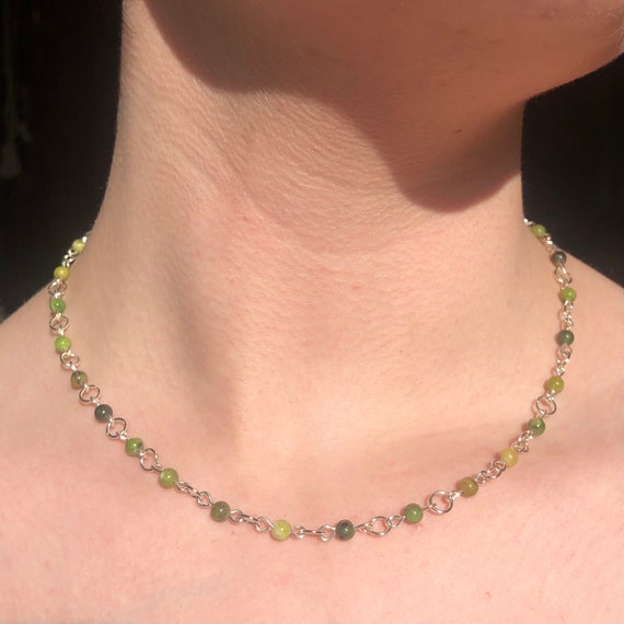 Serpentine Fairy Necklace Beaded Chain, Crystals, Grunge