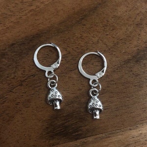 Mushroom Charm Hoop Earring