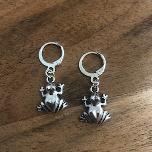 Frog Charm Hoop Earring