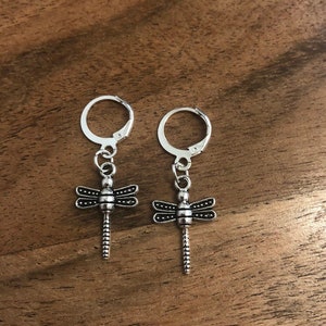 Dragonfly Charm Hoop Earring