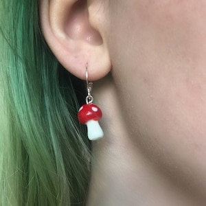 Red Mushroom Glass Earrings