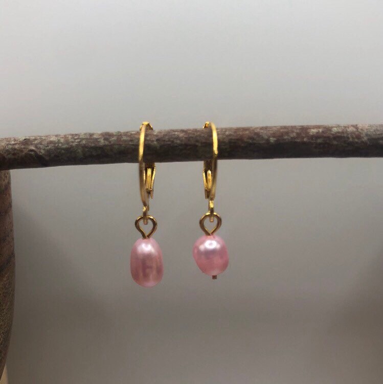 Light Pink Dainty Fresh Water Pearl Earrings | In Ear and Clip Ons Available