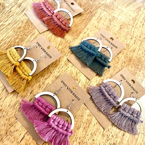 Macrame fringe earrings | Fringe dangles | Boho earrings | Macrame earrings