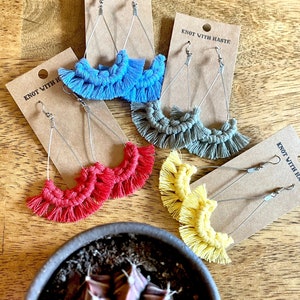 Macrame hoop earrings | Teardrop hoops | Boho earrings | Fringe earrings | Fringe hoops | Macrame hoops