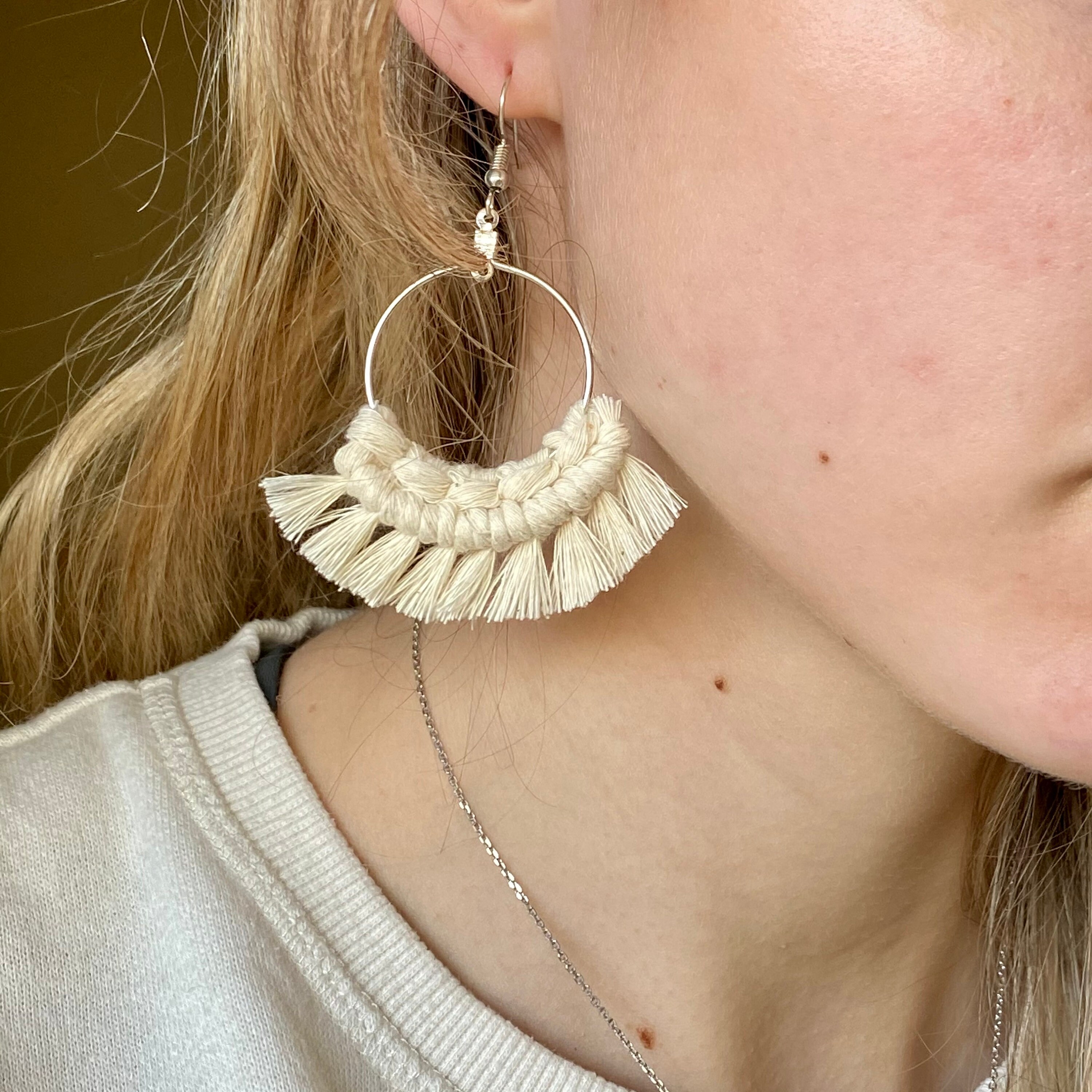 Macrame hoop earrings Macrame earrings Macrame hoops Etsy