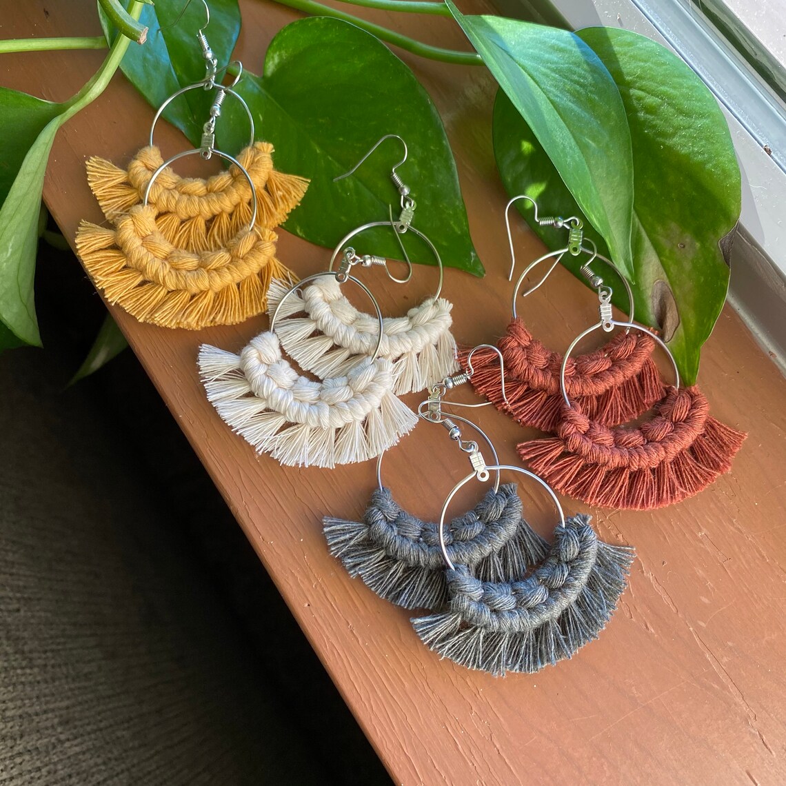 Macrame hoop earrings Macrame earrings Macrame hoops Etsy