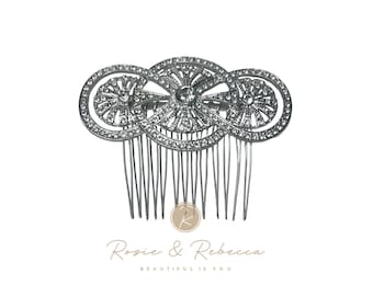 Hair COMB, ART DECO, Bridal Baroque, Vintage Diamante Rhinestone Unique Haircomb Bride Wedding Prom Occasion, Rosie & Rebecca Uk, Bestseller