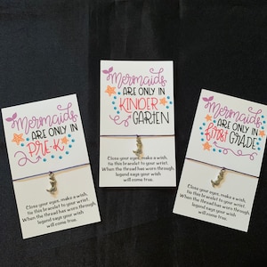 Meerjungfrau Wunsch Armband- Kindergarten Wunsch Armband- zurück in die Schule - pre-k - erste Klasse - ich denke an dich - vermisse dich