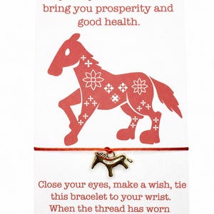 Year of the Horse Wish Bracelet • Lunar New Year Bracelet • Chinese Zodiac Gift 2026 • Prosperity Good Luck Charm • Red String Wish Bracelet