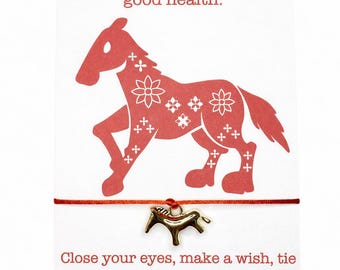 Year of the Horse Wish Bracelet • Lunar New Year Bracelet • Chinese Zodiac Gift 2026 • Prosperity Good Luck Charm • Red String Wish Bracelet