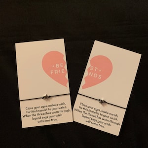 Bracelet De vœux de cœur de meilleur ami - Sœur - BFF - Amitié à distance - Tu me manques - Penser à toi - Saint-Valentin - carte personnalisée -