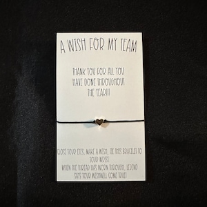 Staff Appreciation Wish Bracelet – Wax Cord with Charm, Thank You Gift for Employees, Coworkers or Teams, Personalized Card, Ready to Gift