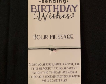 HAPPY BIRTHDAY Friendship / Family wish bracelets- wish bracelet- personalized wish bracelet-- thinking of you- long distance friendship