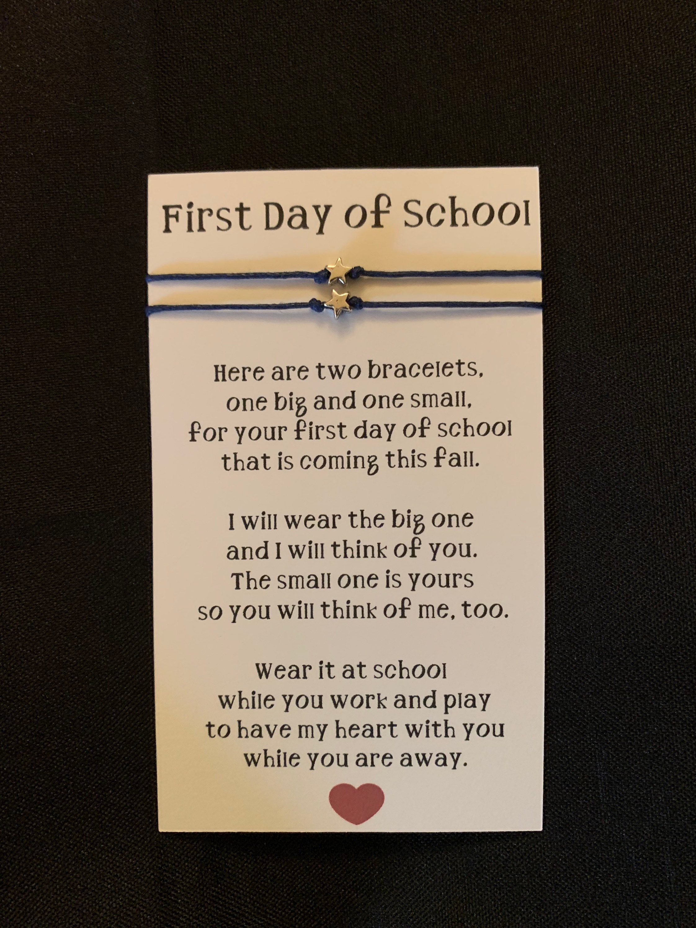 first day of school - Mommy and Me bracelet- kindergarten wish bracel…