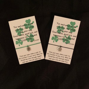 Pulseira de desejo de bênção irlandesa - Dia de São Patrício - Sorte irlandesa - Trevo - Saudades - Trevo - Duende - Verde - Belisque-me - Amizade